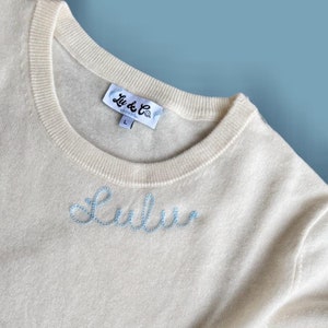 Custom Cashmere Sweater | 100% Cashmere | Freehand Chainstitch Embroidered | Monogrammed Sweater | Gifts for Her | Mother&#39;s Day