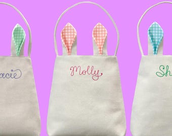 Cabas oreilles de lapin de Pâques brodées à point de chaînette personnalisé | Nouveau style | Exclusivement sur Etsy