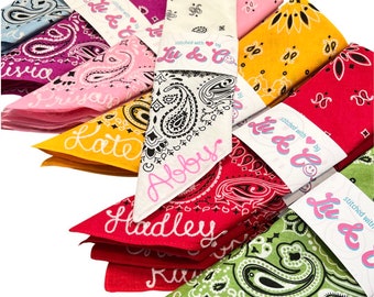 Custom Chainstitch Embroidered Bandana - LOTS of Colors Options Available