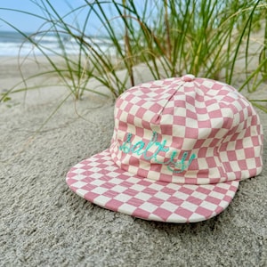 Custom Chainstitch Checkered Camp Hat | Gift Idea | Multiple Color Options