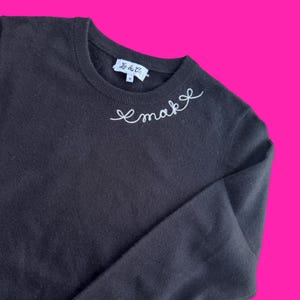 Bow Monogram Cashmere Sweater | 100% Cashmere | Freehand Chainstitch Embroidered | Monogrammed Sweater | Gifts for Her | New Bride