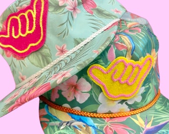 Shaka Hat / Chainstitch Custom Patch / Tropical / Vintage / One Size / Adult / Gift Idea