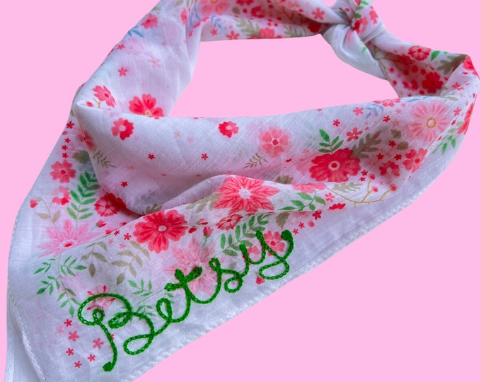 Retro Vintage Floral Custom Chainstitch Embroidered Bandana - Multiple Color Options!