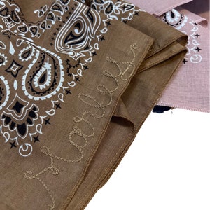 NEUTRALS | Custom Chainstitch Freehand Embroidered Bandana