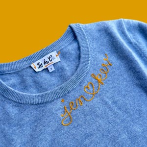 Custom Embroidered Cashmere Sweater | 100% Cashmere | Freehand Chainstitch Embroidered | Monogrammed Sweater | Gifts for Her