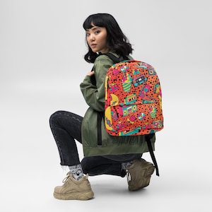Retro 90s Vibes Backpack – Colorful Throwback Pattern