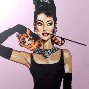 Breakfast at Tiffany&#39;s - Original painting on canvas of Audrey Hepburn in the classic movie Breakfast at Tiffany&#39;s