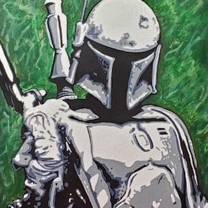 Star Wars &quot;Boba Fett&quot; - Original acrylic painting on canvas of Boba Fett from the original Star Wars trilogy
