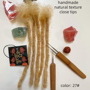 100% Human Hair Loc Extensions – Handmade Afro Kinky Dreadlocks – Curly or Closed Tips – 0.4cm/0.6cm/0.8cm – 4&quot; to 12&quot; inch–Custom Colors