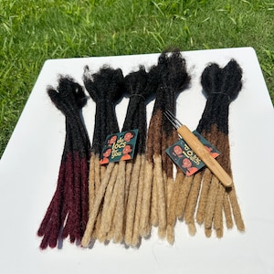 100% Human Hair Loc Extensions Handmade, 0.6–0.8cm Diameter, 6–12 Inch Length, Ombre & Custom Colors Available