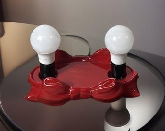 antigua corona navideña de cerámica iluminada para decoración navideña
