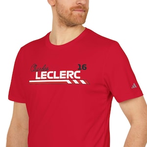 F1 Leclerc Adidas sport-T-shirt uniseks, F1 Charles Leclerc Ferrari, F1 T-shirt, F1-shirt, F1-merchandise, Formule 1-shirt, Leclerc-shirt, Ferrari-T-shirt