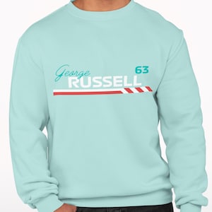 George Russell F1 Mercedes Sweatshirt: Leichte Baumwolle Rundhalsausschnitt
