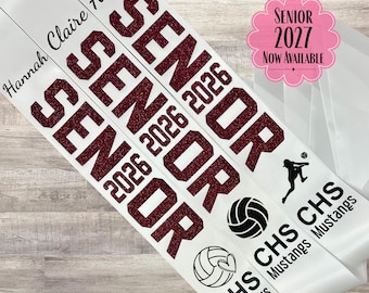 2027 Senior Sash for Volleyball, Personalized Volleyball Team Sash for Seniors, Custom Senior Athlete Sash, Senior Volleyball Team Gift, SPT