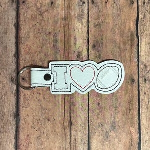 I Love Sports Embroidered Keychain, Football Bag Tag, Football Coaches Gift, Football Mom Keychain, Football Dad Keychain, KEY