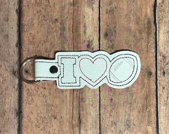 I Love Sports Embroidered Keychain, Football Bag Tag, Football Coaches Gift, Football Mom Keychain, Football Dad Keychain, KEY