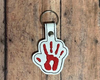 Embroidered Bloody Hand Keychain, Horror Goth Bag Charm, Creepy Cute Accessory, Halloween Horror Keyfob, Bloody Horror Gift Idea, KEY
