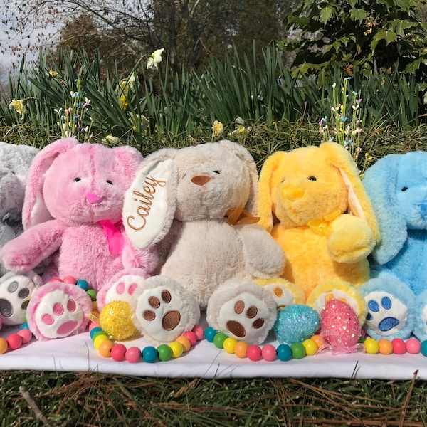 Personalized Bunny Rabbit, Custom Plush Easter Rabbit, Embroidered Bunny Rabbit, Bunny Stuffed Animal, Easter Basket Stuffer,Baby Gift, EAS