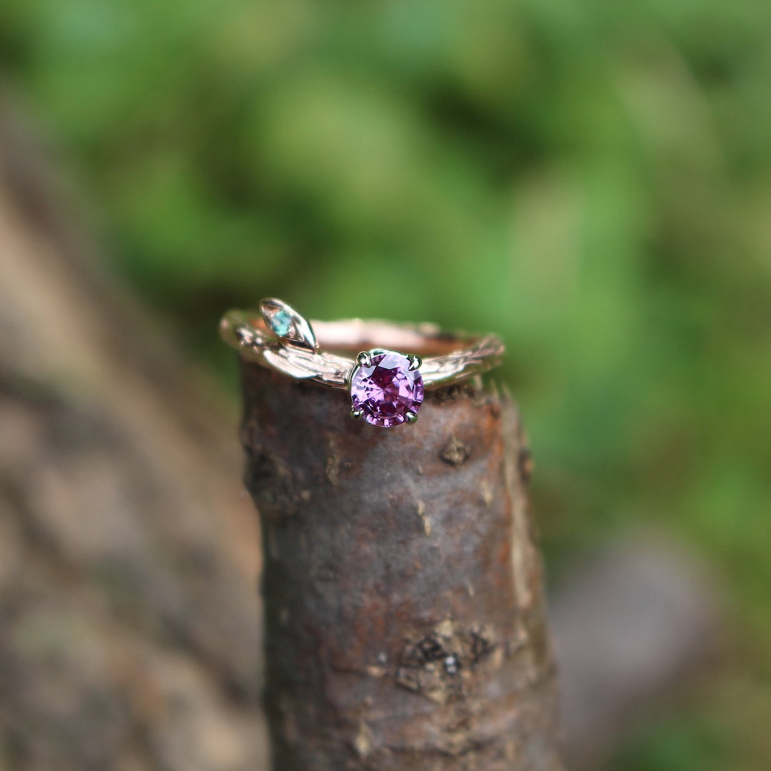 Purple Sapphire Engagement Ring Branch Engagement Ring Etsy