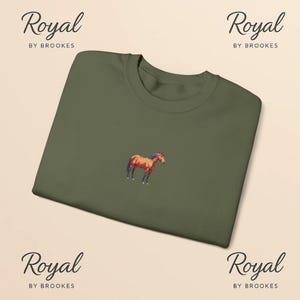 Embroidered Horse Sweatshirt, Realistic Horse Crewneck, Animal Lover Gift, Country Cottagecore Pullover, Equestrian Aesthetic Top, Horse tee