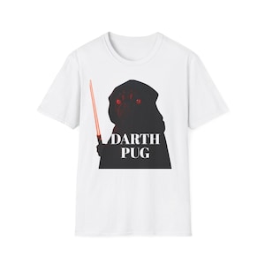 Pug Jedi Unisex Softstyle T-Shirt | Funny Pet Shirt, Dog Lover Gift, Cute Pug Tee, Costume Shirt, Geeky Apparel