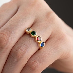 Custom Family Birthstone Ring: 14K Gold Filled Grandma Jewelry