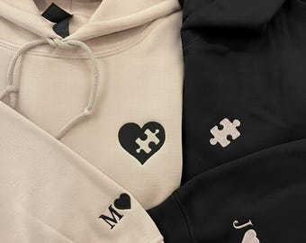 Personalized  Couples Hoodies ( Embroidered) -Valentines / Anniversary Gift