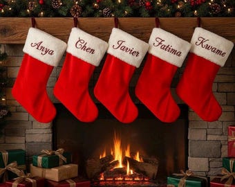 Personalized  Velvet Christmas Stocking | Embroidered Name