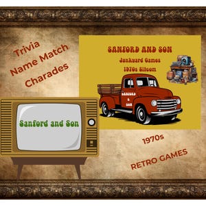 1970er Jahre Sanford und Sohn schwarz TV Sitcom Retro Trivia Spielabend Scharade Nostalgie Thema afroamerikanische druckbare Download