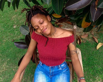 Off shoulder crochet top, Crochet Crop Top, Simple Crochet top, Crochet Ribbed Top, PDF Crochet Pattern