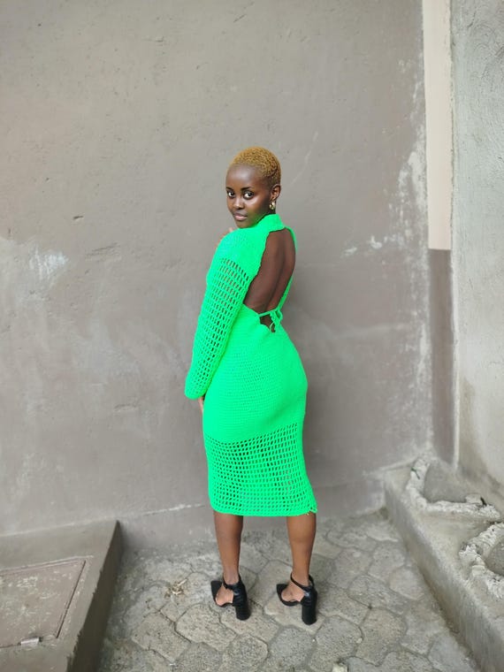 neon green crochet dress Goblin Pattern: Maxi Festival Dress (digital Download) Maxi dress
