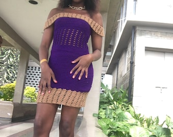 Crochet Bralette Dress Pattern: Offshoulder Halter V-Neck Mini (PDF Download