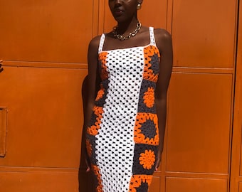Honeycomb Granny Square Crochet Dress Pattern: Midi Length (PDF Pattern)