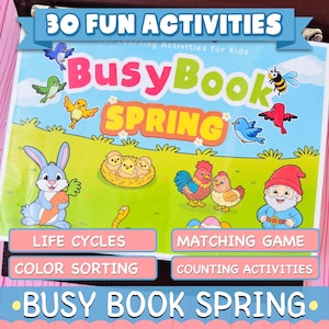 Spring Busy Book Printable | Toddler Learning Activities | Preschool Montessori PDF