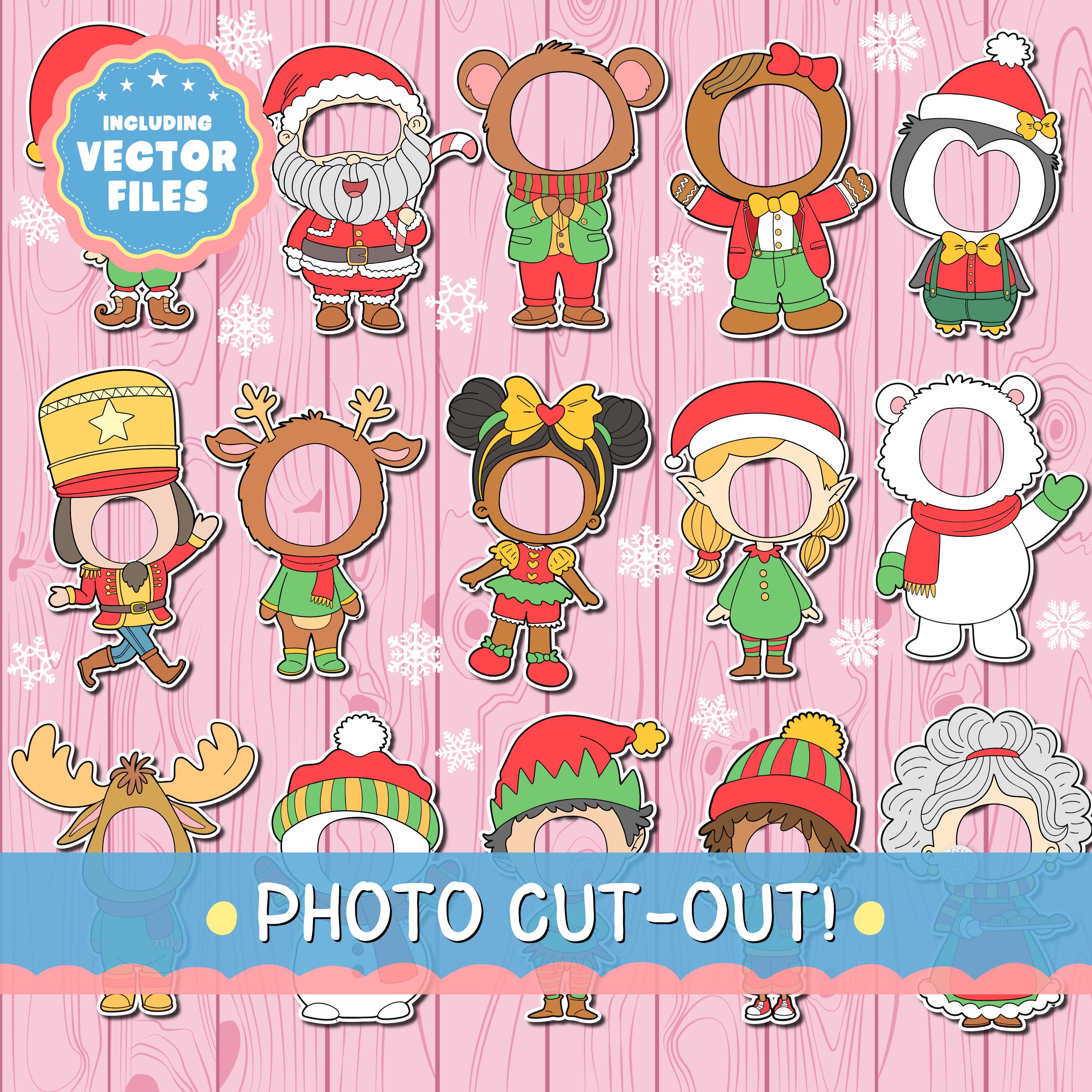 Christmas Kids Photo Template Faceinhole Characters Holiday