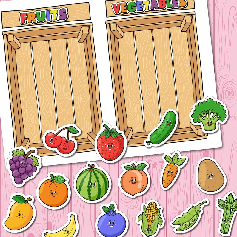 Fruits and Vegetables Sorting Printable, Montessori Toddler Activity ...