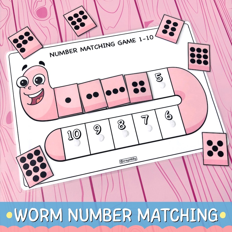 Worm Number Matching Game 1-10 – Preschool Math Activity Printable ...