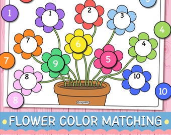 Flower Color Matching Printable | Toddler Number Activity | Preschool Learning PDF (Digital Download)