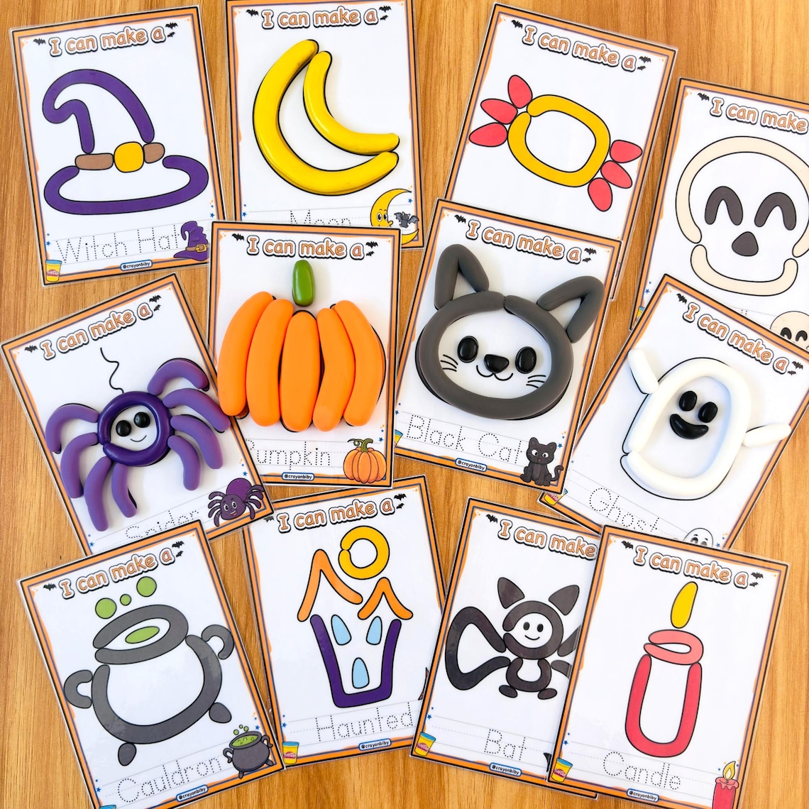 Halloween Play Dough Mats, Printable Sensory Activity for Kids, Fine ...