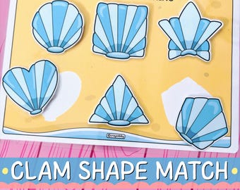 Activiteit: bijpassende vorm van schelpdieren | Ocean Preschool Learning Game (digitale download)