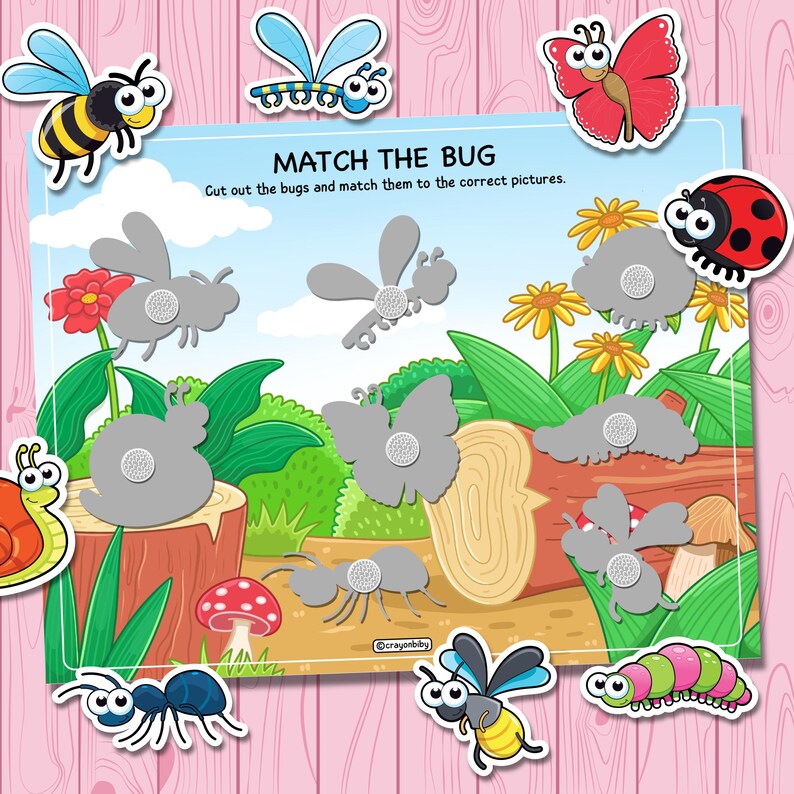 Bug Matching Craft Bug Matching Game, Preschool Activity, Toddler Fine Motor Learning (PDF ...