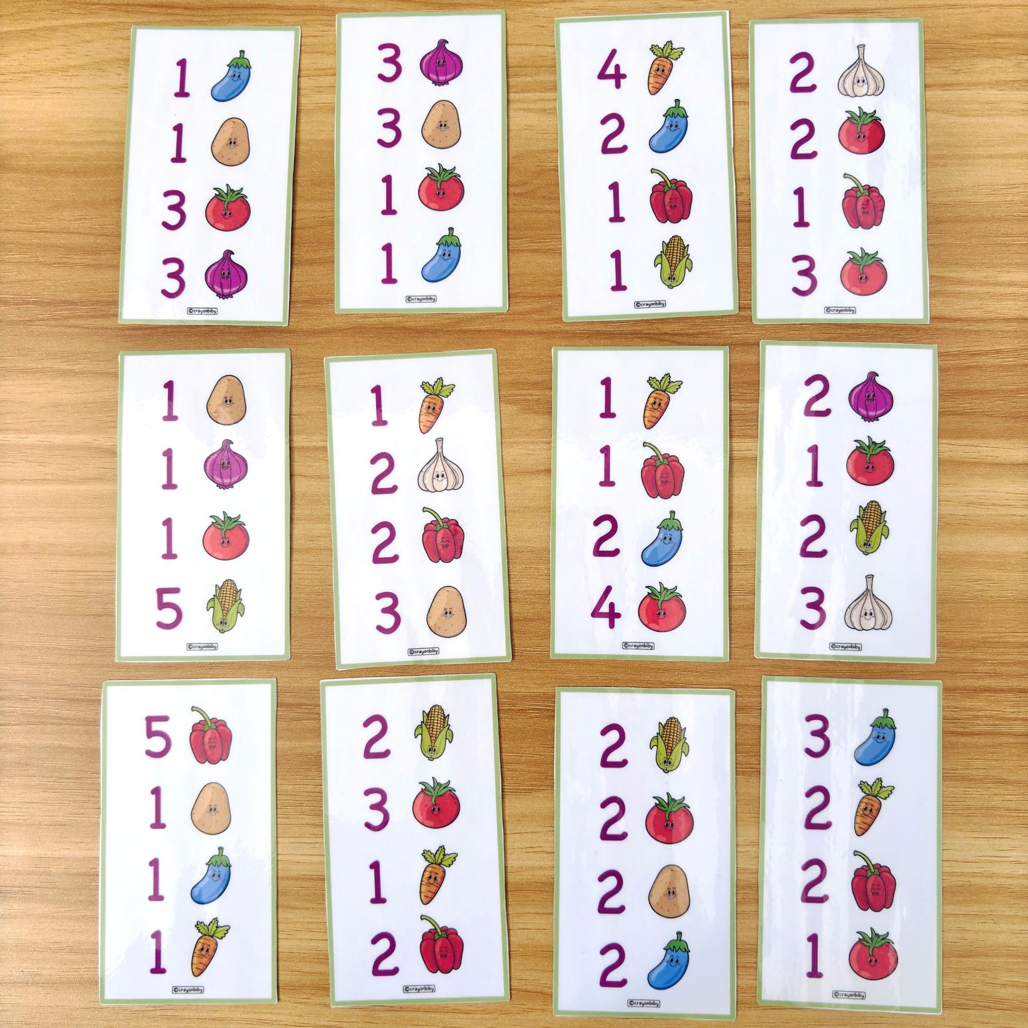 Vegetable Math Counters Grocery Shopping Math Game, Vegetable Counting Activity, Toddler ...