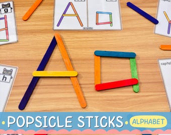 Alphabet Popsicle Sticks Activity | Uppercase and Lowercase Letters | Preschool Fine Motor | PDF Download