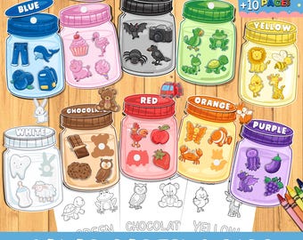 Color Sorting Jars Printable, Montessori Toddler Game (PDF)