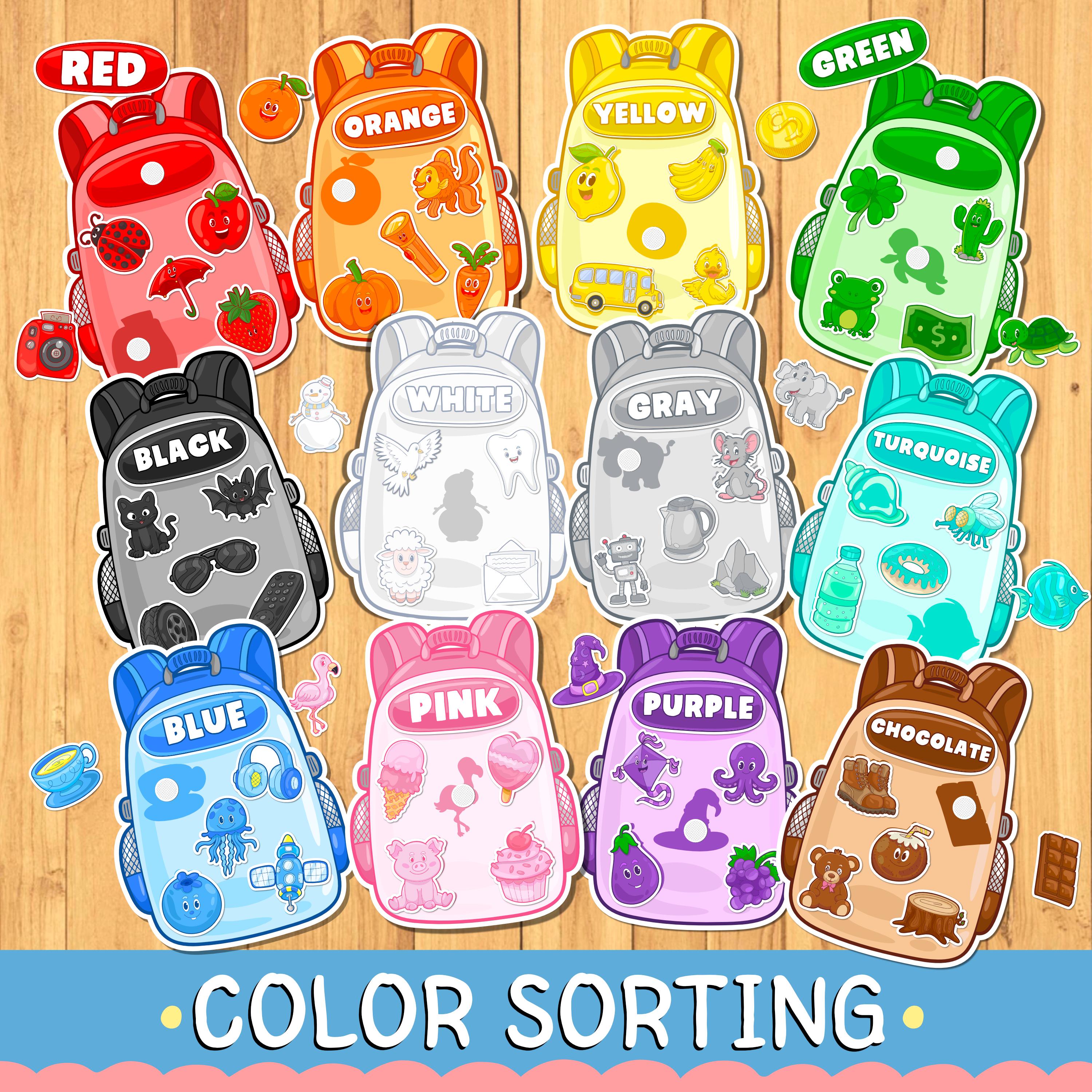 Color Sorting Backpack Game, Montessori Printable (PDF) - Etsy
