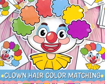 Activiteit voor haarkleuraanpassing clown | Voorschoolse leergame (digitale download)