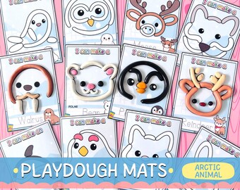 Arctic Animal Play Dough Mats Printable | Winter Play Dough Activity for Toddlers | Fine Motor Skills Preschool