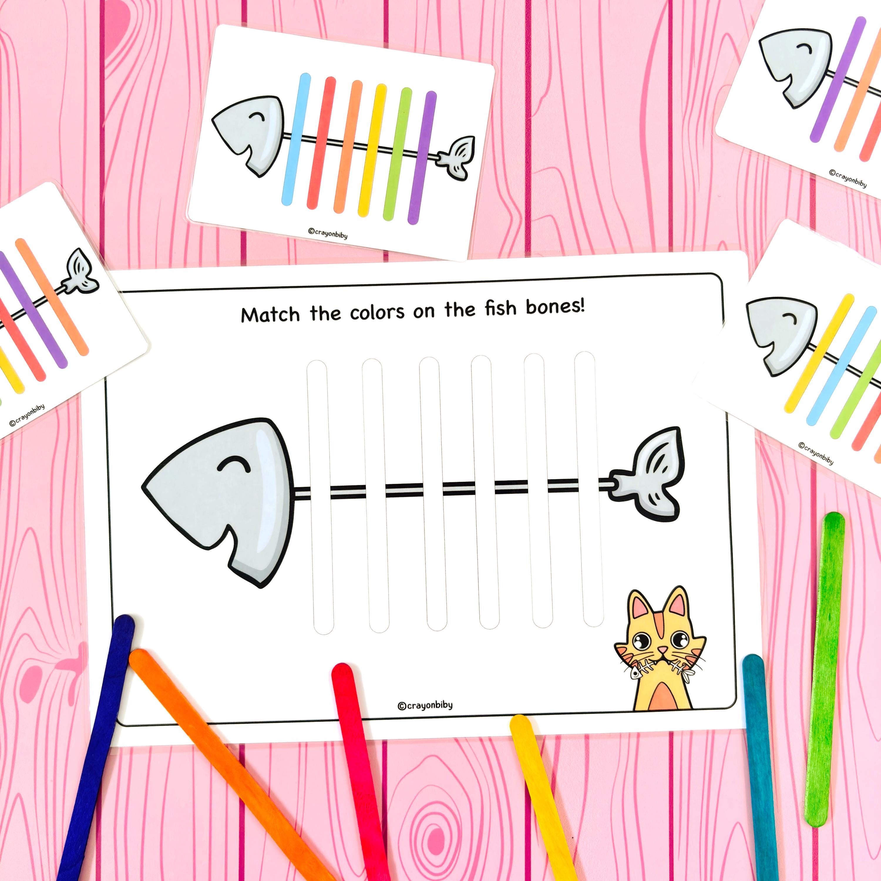 Pattern Matching Fish Fish Bone Color Matching Game | Preschool Learning (PDF Pattern) - Etsy