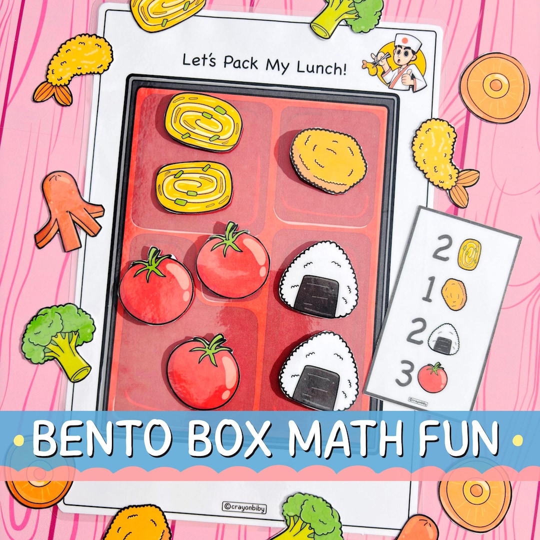 Bento Box Math Game, Counting Activity, Preschool Printable (digital ...