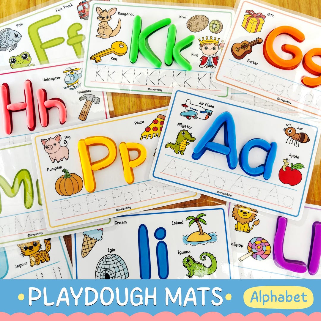 Alphabet Play Dough Mats Printable ABC Tracing Worksheets Preschool ...